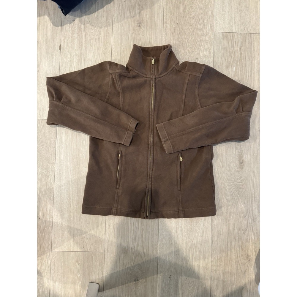 Tommy Bahama Womens Brown Full Zip Mock Neck Sweater Pockets Size Medium